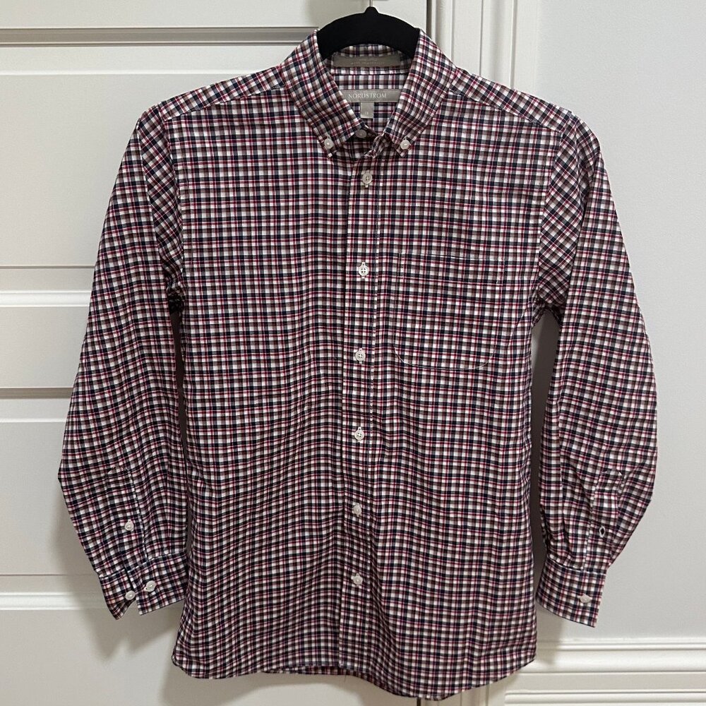 Nordstrom Blue/Red Boys Button Down, Size 12 - Like New!